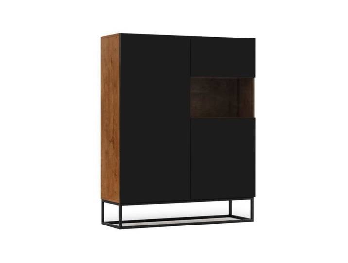 Roman - buffet haut - 2 portes - 120 cm - Bois / Noir