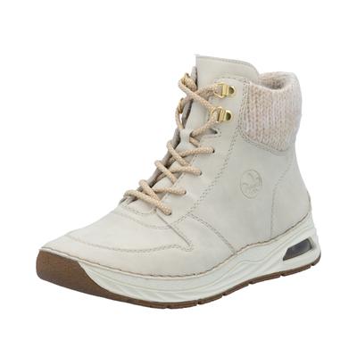 Schnürboots RIEKER, Damen, Gr. 36, Textil, beige, Lederimitat, Textil, Schuhe Schnürboots, High Top-Sneaker, Herbstschuh mit seitlicher Logoprägung