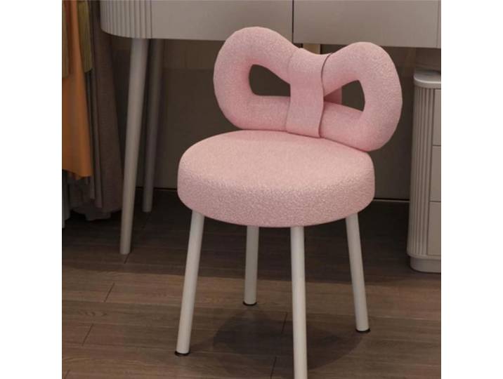 JEOBEST Tabouret de Coiffeuse Chaise de Maquillage avec Dossier à Nœud Papillon Chaise de Bureau avec Dossier Rose