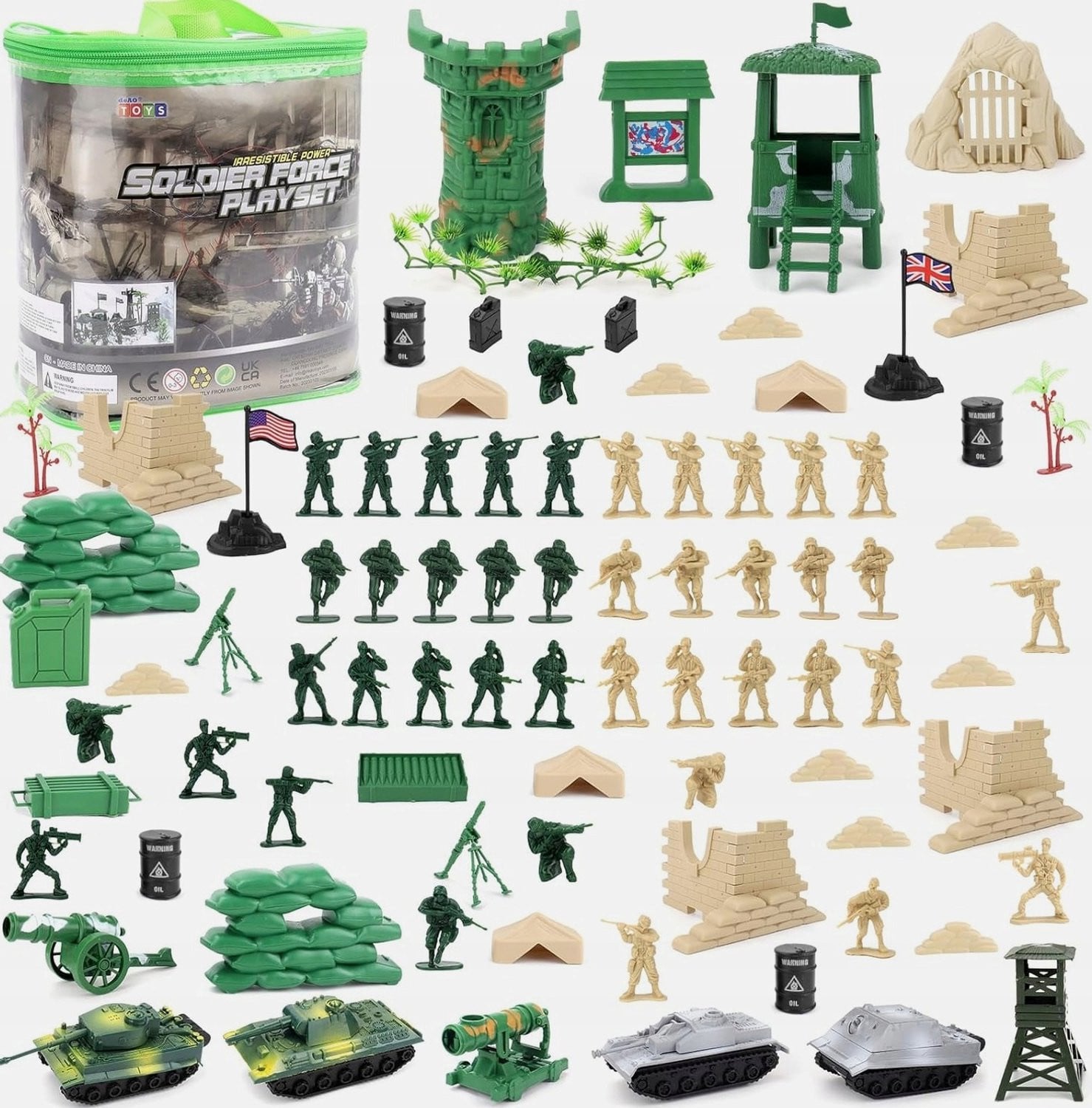 100 stuks Militaire Speelgoed Soldaten Set met Accessoires