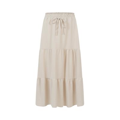 Maxirock CLOUD 5IVE "CLOUD 5IVE Tiered Skirt", Damen, Gr. S, beige, 95% Polyester, 5% Elasthan, loose fit, Röcke Maxirock