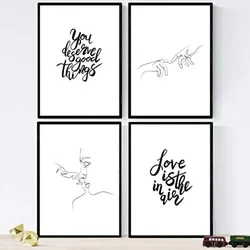 POSTER Set mit 4 ‚Liebe in der Luft‘ A4 Schwarzer Rahmen