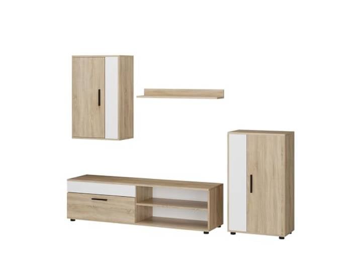 Vicco Wohnwand Berno , Sonoma 4-teiliges Set, zur wandmontage geeignet mit offenen Ablageflächen