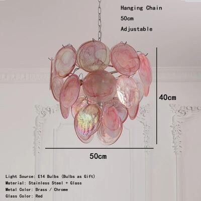 Inspired Living Italian Red Cloud Glass Pendant Lights Designer Ceiling Lamp For Dining Room & Home Interior 50cm natural Light brass Metal