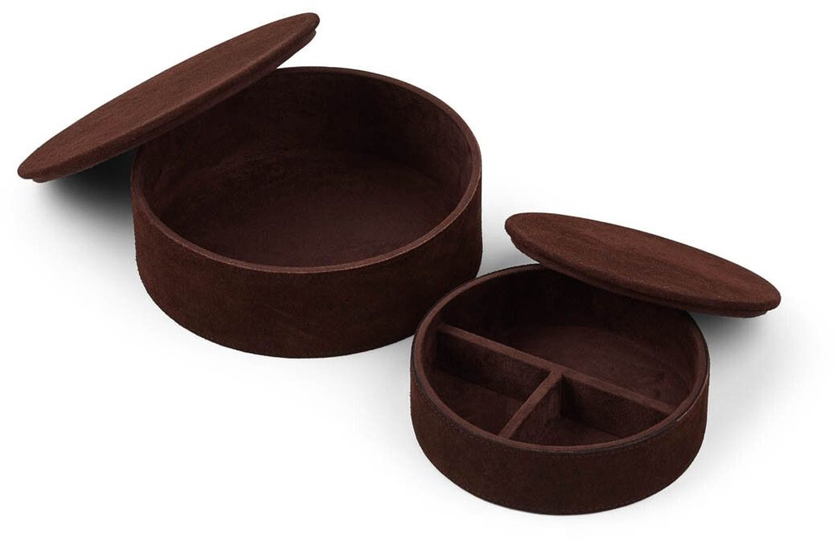 Sheepskin House Ronde Leren Doosset Set van 2 voor volwassenen