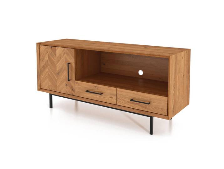 byoak Lowboard Breit Leon Wildeiche, Holz, Echtholz,Eiche, 144x65x45 cm, Wohnzimmer, TV Möbel, Lowboards, Lowboards stehend