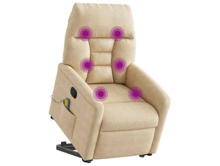 vidaXL Massagesessel mit Aufstehhilfe Creme Mikrofasergewebe