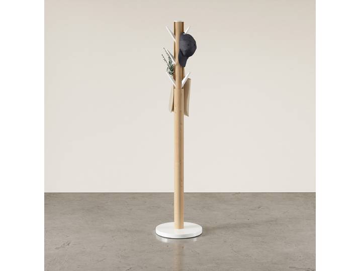 Garderobenständer Flapper 40 x 168 x 40cm Holz/Beige/Gummibaum