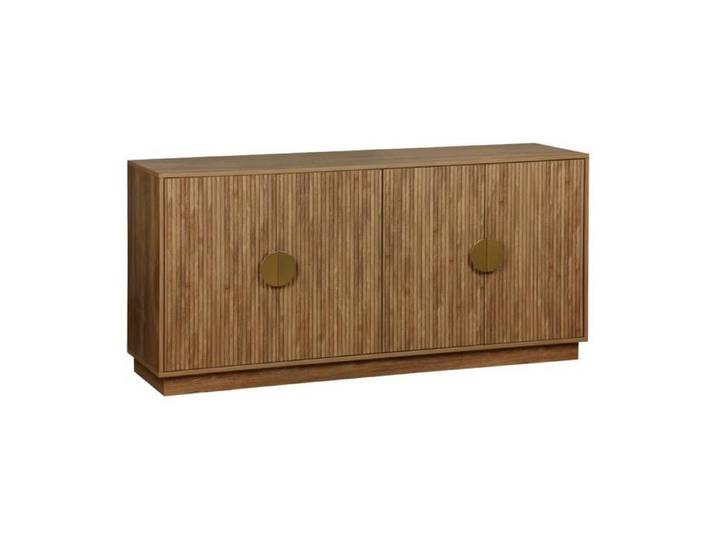 sweeek - Buffet exotique décor bois de manguier rainuré 4 portes 160cm CELIAN