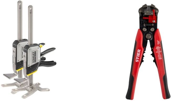 Set Stanley Einhand-Montagewerkzeug Tradelift Set + STIER Automatik-Schneid-, Crimp- und Abisolierzange Kombi+
