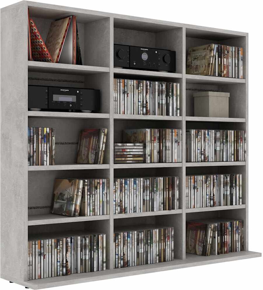 vidaXL Armoire à CD Gris béton 100x23x89,5 cm Bois d’ingénierie