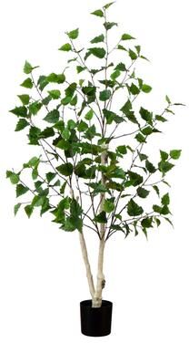 Nearly Natural 4' Artificial Birch Tree - Green