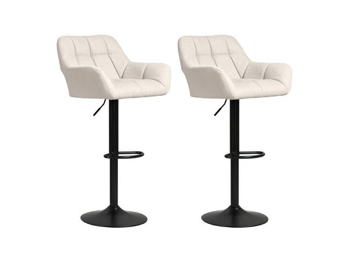 furnicato Barhocker 2er-Set Retro höhenverstellbar Kunstleder Creme (1 St)