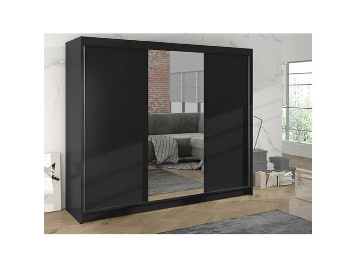 Armoire - Atlanta - Atlanta 159 - Noir - Glissement - Miroir