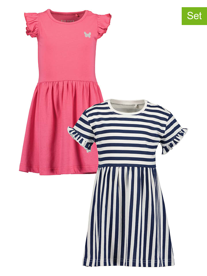 Blue Seven 2er-Set: Kleider in Dunkelblau/ Pink - 98