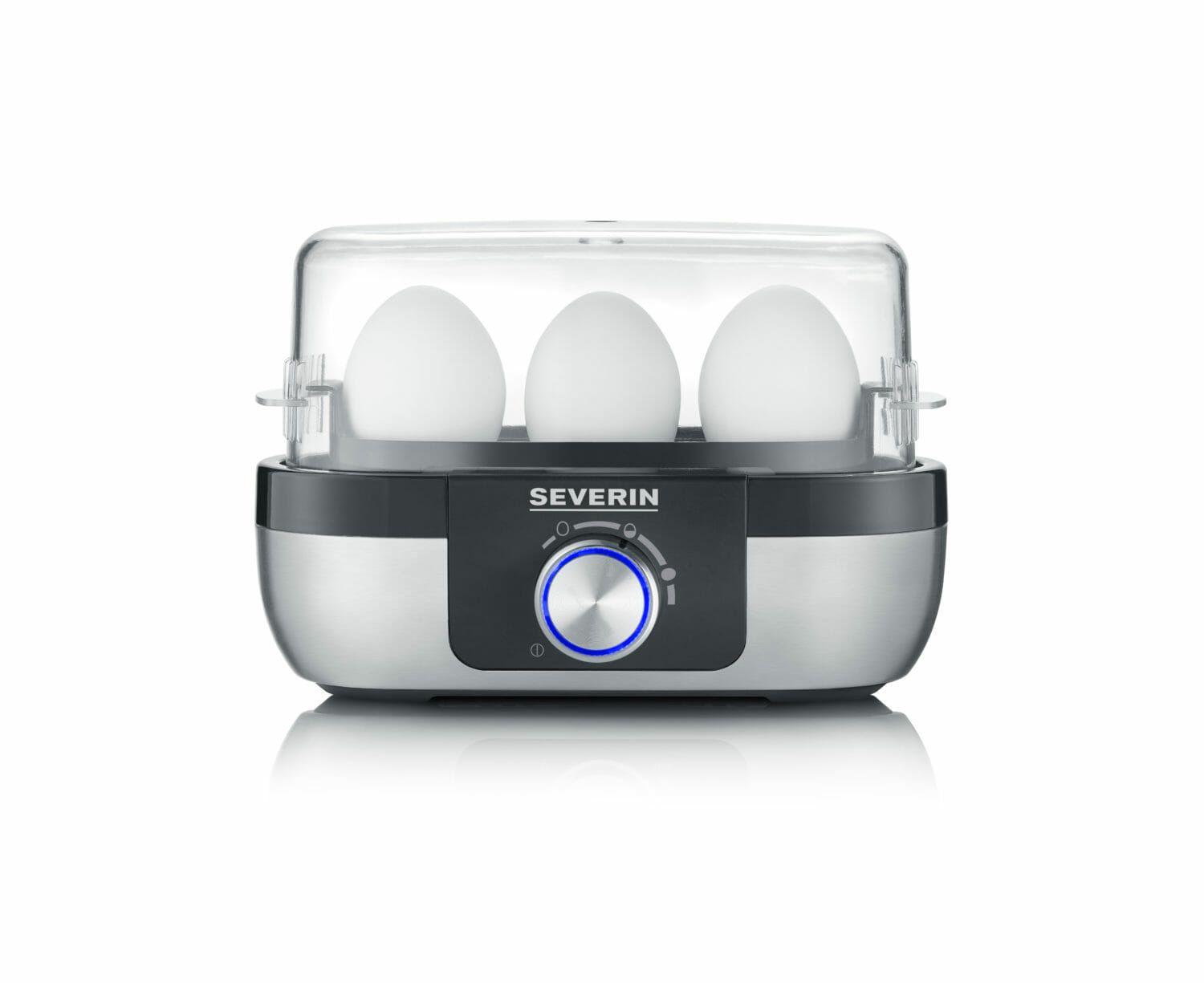 Severin EK3163 Eierkocher für 3 Eier (Schwarz, Edelstahl, Transparent) FK 3163