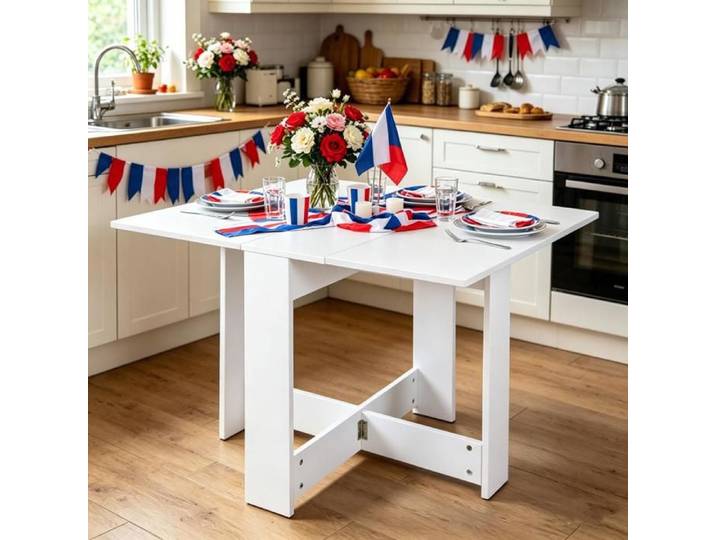 Table à manger pliable extensible blanche VIVOLILV table compacte pour petit espace cuisine 102 5x76x73 cm