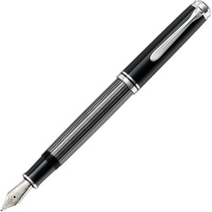 Pelikan Füller Souverän M805 Stresemann, Feder F, aus Edelharz, anthrazit, 18-Karat Goldfeder