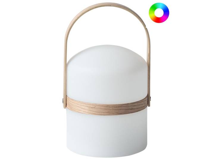 LED-TISCHLEUCHTE Weiß/Heller Holzfarbton Estero