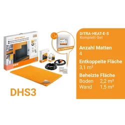 Schlüter Systems DITRA-HEAT-E-S Beheizung Komplett-Set für Wand und Boden entkoppelte Fläche 3,1 m2 / Boden: beheizte Fläche 2,2 m2 / Wand: beheizte Fäche 1,5 m2