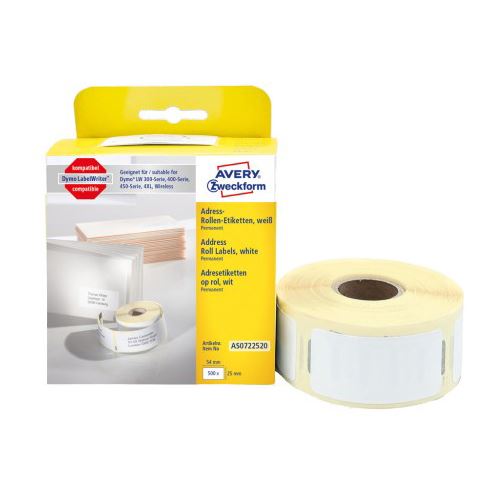 AVERY Zweckform Rollenetiketten, 54 x 25 mm, weiß 500