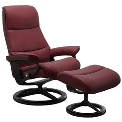 Stressless Sessel mit Hocker View Signature Leder Rot Batick Bordeaux M (Medium)
