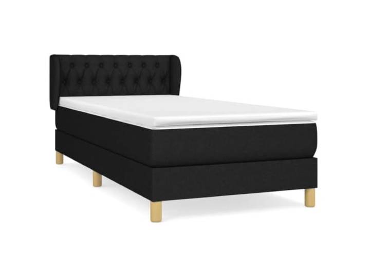 PUGYNBK Boxspringbett, 90 x 190 cm, Schwarz Verstellbares Kopfteil, Taschenfederkernmatratze, mittlere Festigkeit, atmungsaktive Polsterung