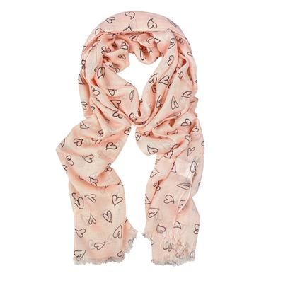 Modeschal "Babsi", Damen, rot (apricot), Viskose, COLLEZIONE ALESSANDRO, gemustert, Basic, Modetücher, aus feinster Viskose mit Herzdruck