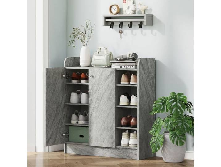 Meuble À Chaussures - WESTYLE - 83x30x90cm - 2 Portes - 12 Paires - Gris