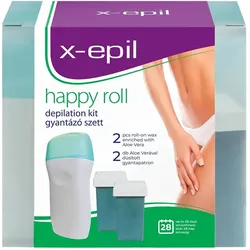 X-epil, Wachs + Enthaarungscreme, Set: Happy Roll, Aloe Vera, Seidenweiches Enthaarungswachs, Nachfüllpackung, Körper, 2 (2x, 50 ml)