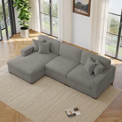Lumibee Oversized Modern Chenille Modular Sectional Sofa with Chaise