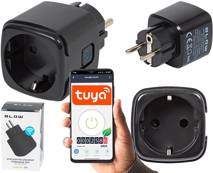 Tomada Inteligente Wi-Fi TUYA 3600W (Preto) - BLOW