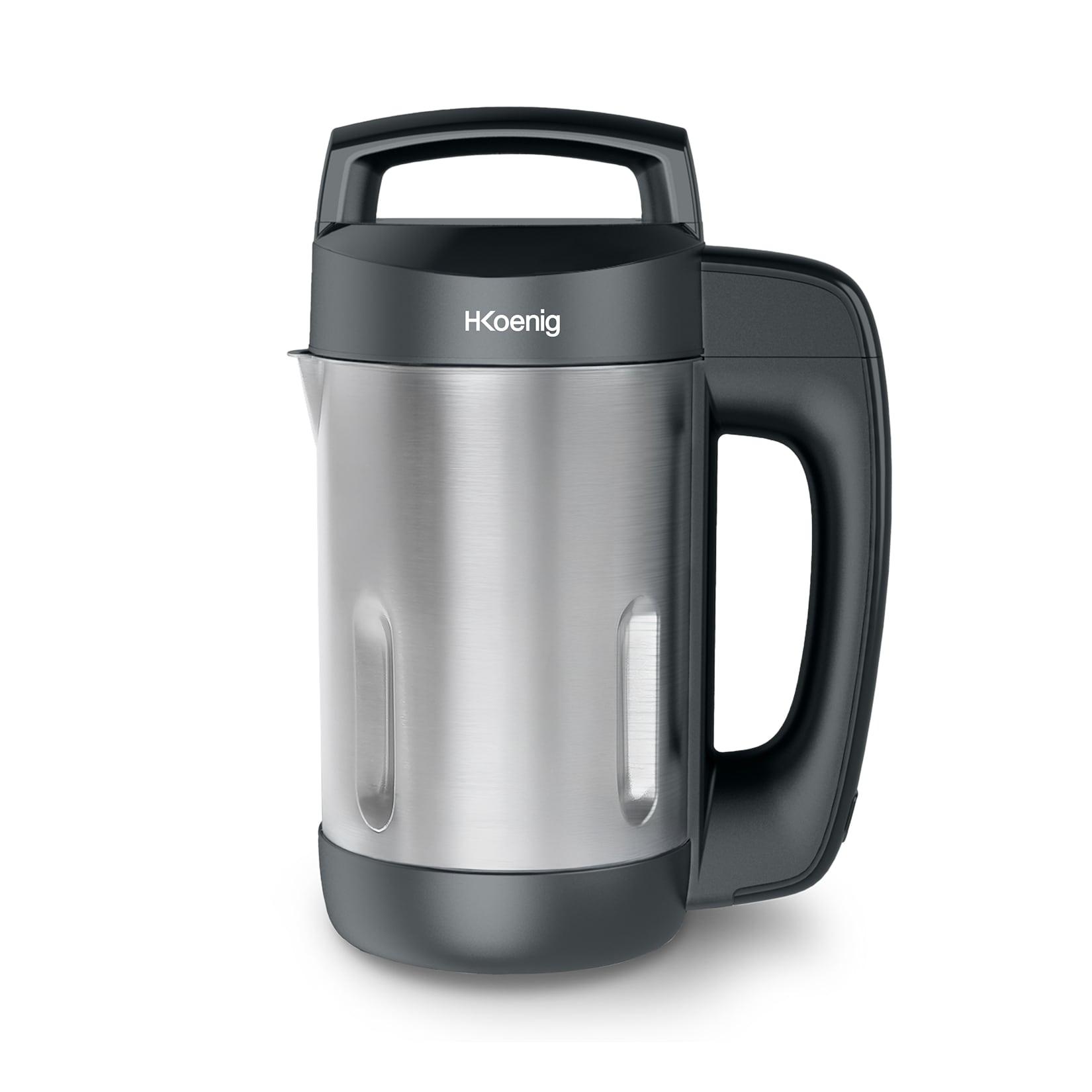 H.Koenig Beheizbarer Suppenmixer 1.1L MXC20 Inox Schwarz, Professionelles Multifunktionsgerät, Mixfunktion, 2 Kochprogramme, 850W