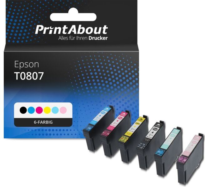 PrintAbout Druckerpatrone kompatibel mit Epson T0807 - 6-farbig - Multipack