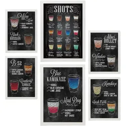 POSTER Set Mit 6 Schüsse Vollfarbige Illustrationen Von Kaffee & Getränken Im Werbetafel Illustrationen Für & Heim A3 & A4 Weißer Rahmen