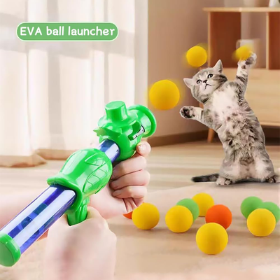 PetsAreLife Interactive Cat Toy Set With Ball Launcher & Plush Balls Durable Pet Play Kit Interactive Cat Toy Set With Ball Launcher & Plush Balls Durable Pet Play Kit