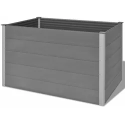 Helloshop26 - Hochbeet für Pflanzen und Blumen Garten WPC 150 x 100 x 91 cm grau 02_0001239