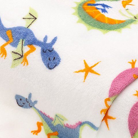 Wellness-Fleece "Drachen", wollweiß/bunt