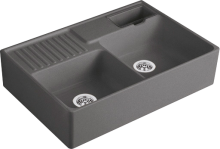 Villeroy & Boch 632392i4 Spülstein Doppelbecken Graphite Keramikspüle Excenterbetätigung Spülstein 90cm Unterschrank