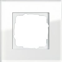 Abdeckrahmen einfach aus Glas, glänzende Oberfläche, Schutzart IP20, Klemmbefestigung weiß (glänzend), Retail
