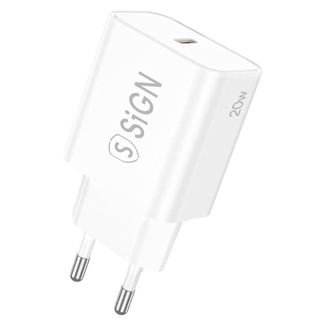 SIGN Väggladdare USB-C PD, 20W - Vit (20 W) (SN-076PDW)