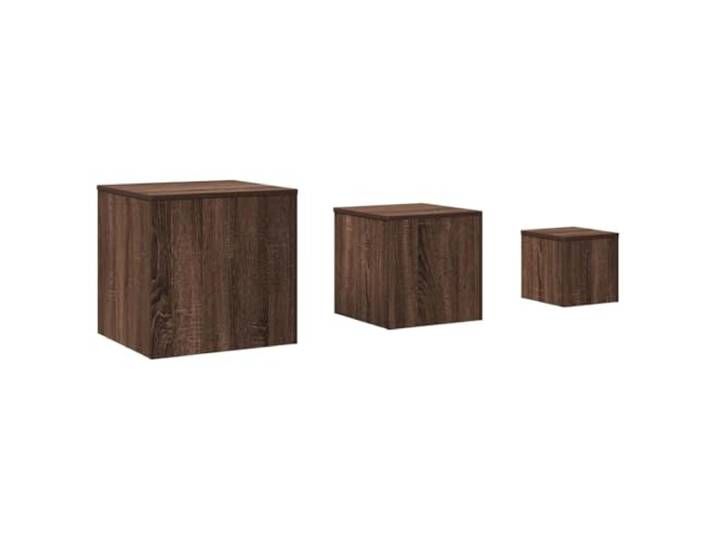 Favemtsl Beistelltische 3er Set Braun Eichen-Optik Couchtisch Holzwerkstoff Dreiteiliges Tischset in brauner Eichen-Optik für Wohnzimmer und Schlafzimmer. Ideal als Couchtisch oder Nachttisch.