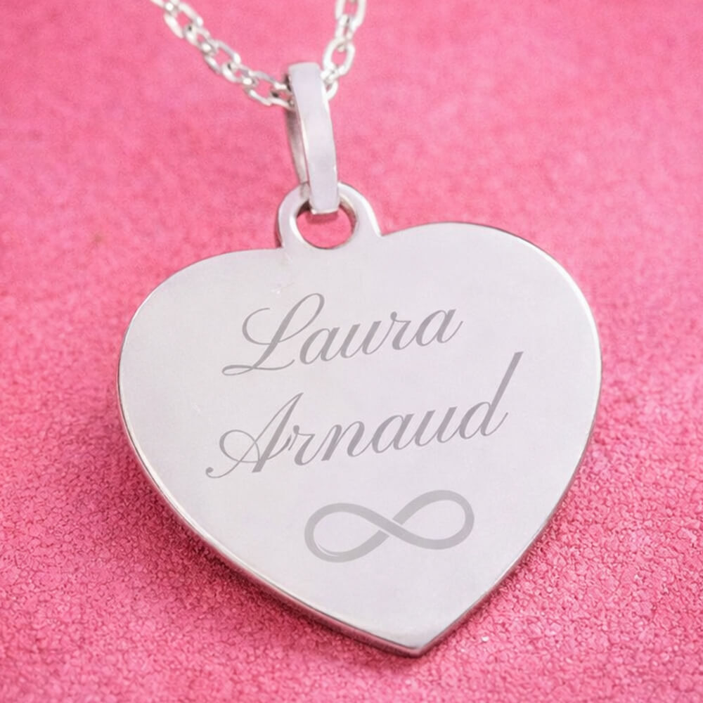 Ocadeau Collier coeur argent gravé