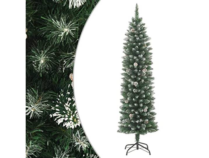 vidaXL Kunstkerstboom smal met standaard 210 cm PVC