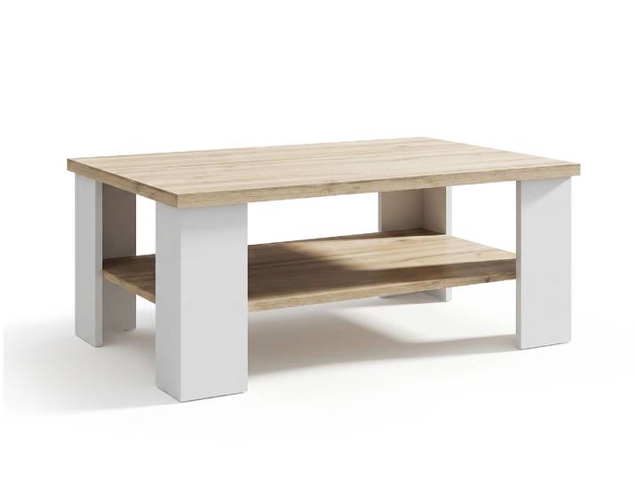 Table basse Elara Blanc Mat/chene Blanchi - Basika