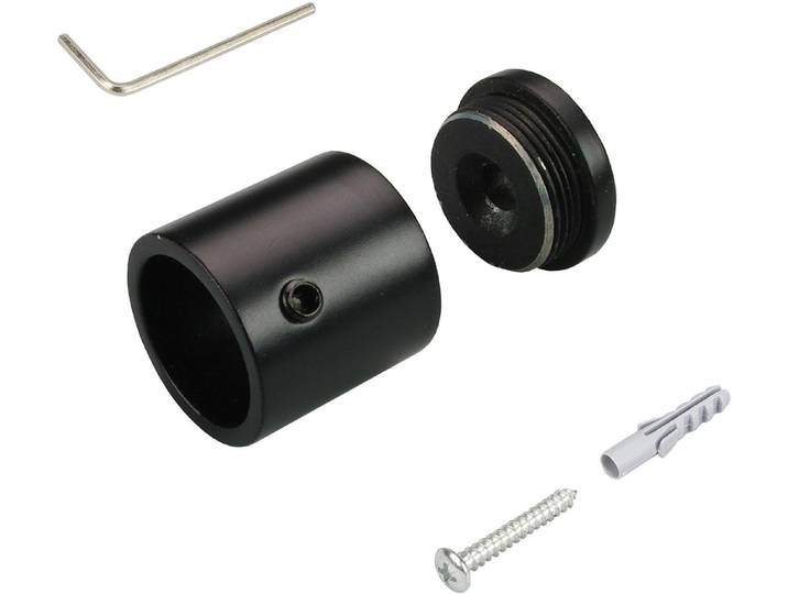 Wandbefestigung LIEDECO Gr. 1, schwarz, Ø:1,6cm, Gardinenstangenhalterungen, Wandbefestigung, für Gardinenstangen Ø 16 mm