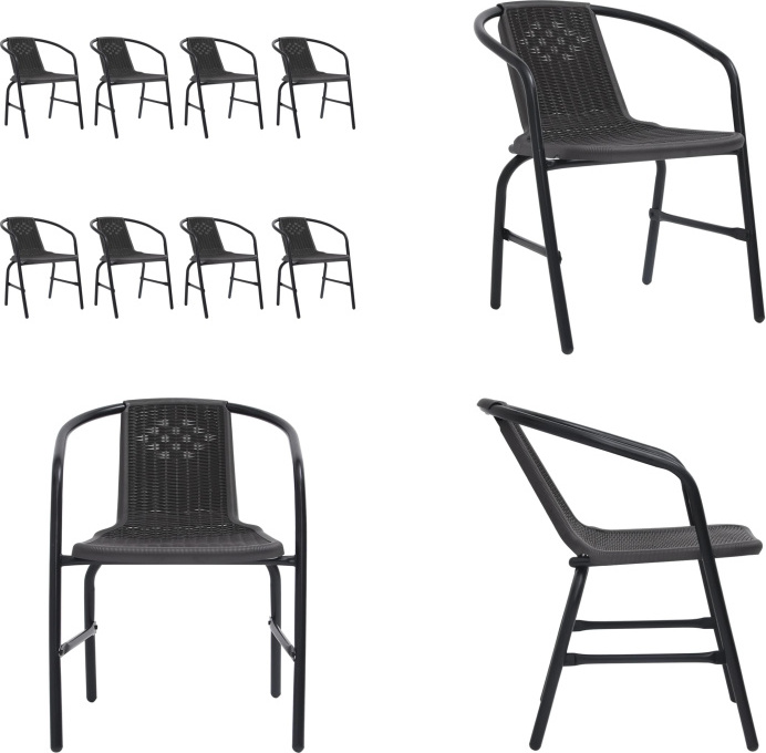 vidaXL Gartenstühle 8 Stk. Rattan Optik Kunststoff und Stahl 110 kg - Gartenstuhl - Gartenstühle - Outdoor Stuhl - Terrassenstuhl