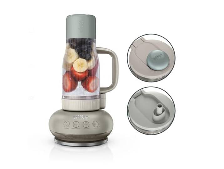Ninja BlendBoss Blender avec mug portatif\, blender personnel DB351EUST mug de voyage amovible\, 3 modes de préréglages automatiques\, Beige