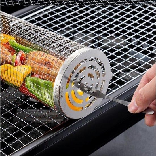 2-delige XL RVS Grillset in zilver, geschikt voor gas-, houtskool- en elektrische barbecues