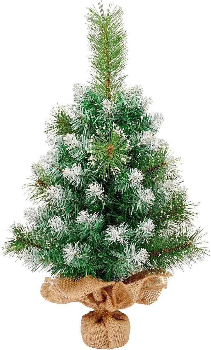 Kunstkerstboom met sneeuwvlokkendecoratie en cementbasis, 60 cm